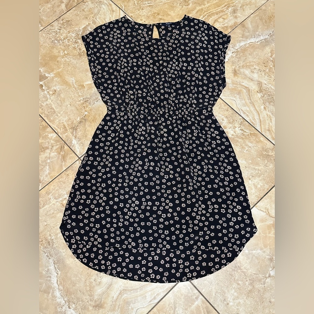 Madewell Black and White Floral High Low Dress